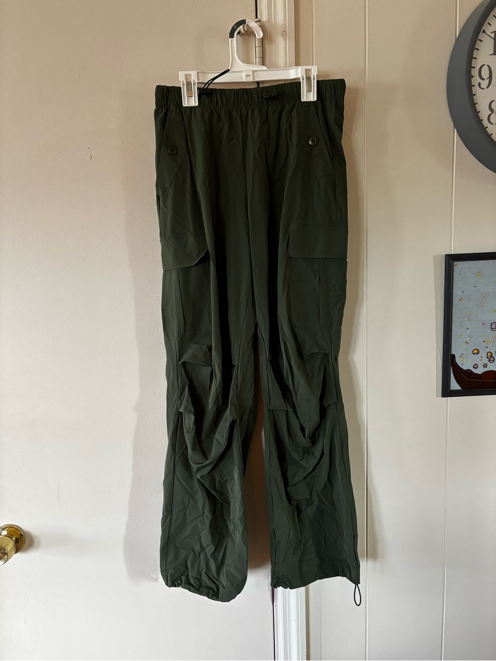 Woman’s Olive Green Cargo Pants - Elastic Waist